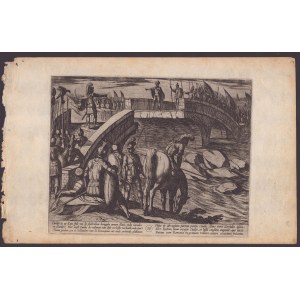 Antonio Tempesta (1555-1630). Spotkanie na zerwanym moście z Wojny Rzymian z Batawami, 1611 r.