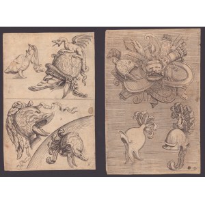 Études pour des casques grotesques, 17e siècle