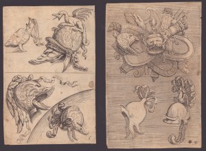 Studia nad groteskowymi hełmami, XVII wiek