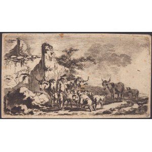 Landscape with shepherd and cattle, 18th century