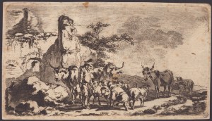 Landscape with shepherd and cattle, 18th century