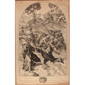 Girard Audran (1640-1703). La Navicella, San Pietro salvato dalle acque