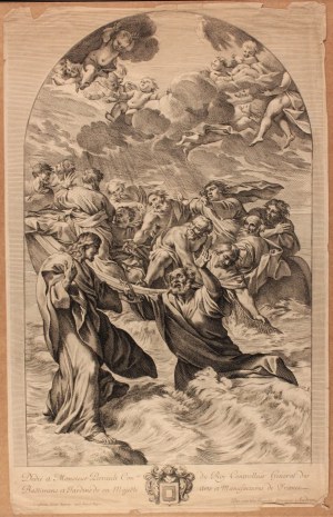 Girard Audran (1640-1703). Die Navicella, der aus den Fluten gerettete Petrus