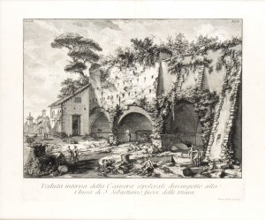 Giovanni Battista Piranesi (Mogliano Veneto 1720 - Benátky 1778). Veduta interna della Camera sepolcrale dirimpetto alla Chiesa di S. Sebastiano fuori delle mura