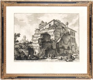 Giovanni Battista Piranesi (Mogliano Veneto 1720-Venezia 1778). Veduta esterna delle Tre Sale sepolcrali, credute della Famiglia di Aug.to