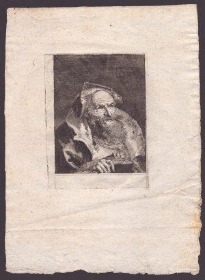 Giandomenico Tiepolo (1727-1804). Mann mit hohem Kragen blickt nach rechts