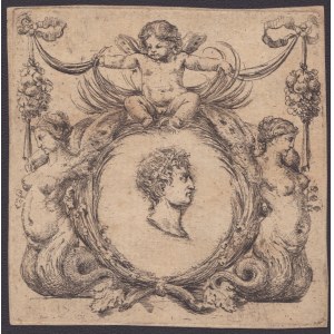 Mauro Tesi (1730-1766). Testa di imperatore romano in cartiglio