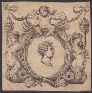 Mauro Tesi (1730-1766). Head of a Roman emperor in cartouche