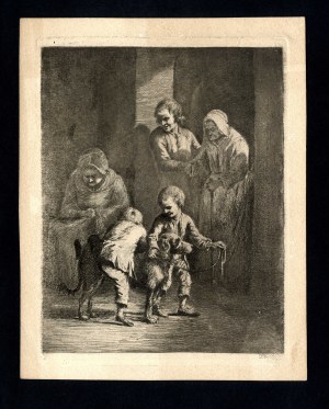 Jean Jacques de Boissieu (1736-1810). Deti so psom na vodítku