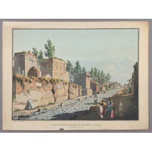 Wilhelm Jacob Hüber (1787-1871). La parte a destra della rue des Tombeaux a Pompei in direzione della città, 1818