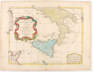 Carte de la Grande Grèce, y compris la Sicile, dressée pour l'intelligence de l'Histoire Ancienne de Mr. Rollin..., par le S[ieur] d'Anville, Géographe ord[inaire] du Roi ; Mars 1738