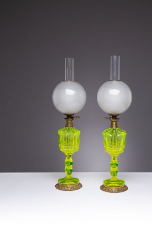 Baccarat Crystal Works, dvojice stolních lamp, 19./20. století.