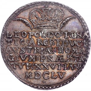 Leopold I., (1657-1705) Strieborný žetón 1655 Pocta vo Viedni