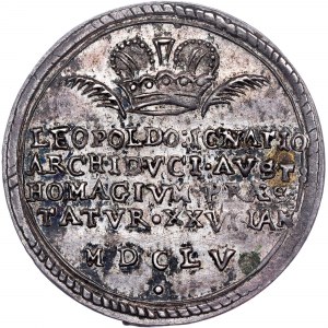 Leopold I., (1657-1705) Stříbrný žeton 1655 Pocta ve Vídni