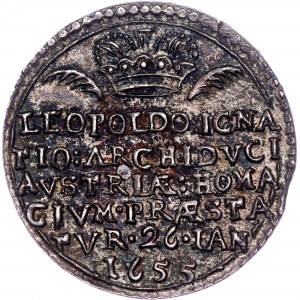 Leopold I. (1657-1705) Srebrny żeton 1655 Hołd w Wiedniu
