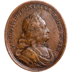 Karel VI. (1711-1740) Oválná korunovační medaile