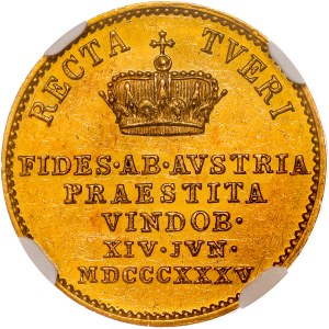 Habsburský rod - Ferdinand I. (1835-1848) Zlatý žeton 1835 (dukát). Pocta ve Vídni
