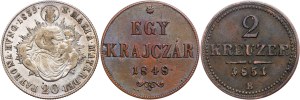 Ród Habsburgów - Ferdynand I (1835-1848) 1939 20, 1848 1 i 1851 2 Kreuzer