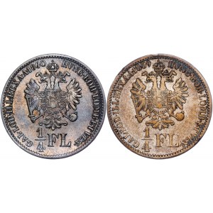 House of Habsburg - Franz Joseph I. (1848-1916) ¼ Gulden 1859 A and 1860 B