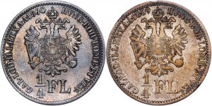 House of Habsburg - Franz Joseph I. (1848-1916) ¼ Gulden 1859 A and 1860 B
