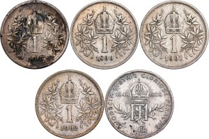 Maison de Habsbourg - François-Joseph Ier (1848-1916) Lot de 1 couronne - 5 pièces