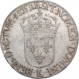 Francúzsko - LOUIS XIV SLNEČNÝ KRÁĽ 1652 ECU L