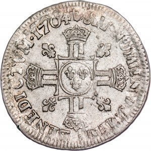 France - LOUIS XIV LE ROI DU SOLEIL 1704 ½ ECU