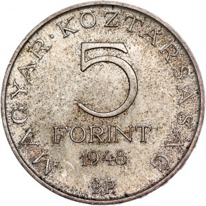 Ungarn - Ungarische Volksrepublik 1948 5 Forint Petőfi Sándor