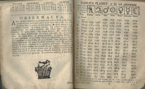 Kalendarz uniwersalny na wszystkie lata służący według rewolucyi biegów y Planet... Sandomierz [1750]