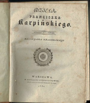 1830 PSALMY DAWIDA, Pieśni, Wiersze - Karpiński Dzieła