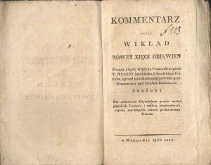 K. Surowiecki, Kommentarz, czyli Wykład nowey xięgi objawien 1820