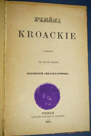 KROACK SONGS 1867 chorvatsky