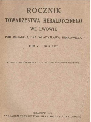 Rocznik Towarzystwa Heraldycznego we Lwowie 1920