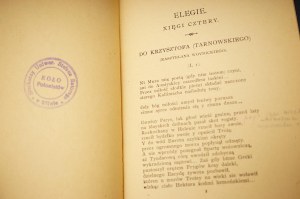 1919 TRADUCTION DES OEUVRES LATINES DE JAN KOCHANOWSKI