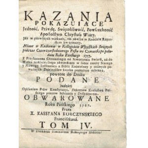 K. Korczyński, Kazania pokazuiące jedność prawdę świętobliwość.. 1767