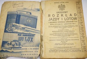 Urzędowy rozkład jazdy i lotów LATO 1938