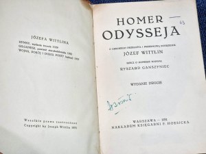 HOMERA ODYSSEJA 1931 tradotto. Wittlin