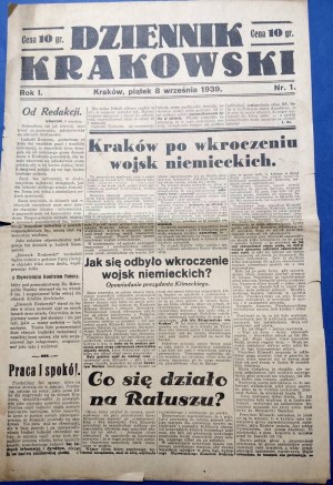 Dziennik Krakowski - september 1939, čísla 1-5