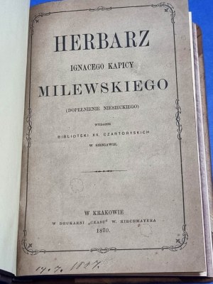 Milewski - HERBARZ (doplnok Niesieckého), prvé vydanie 1870