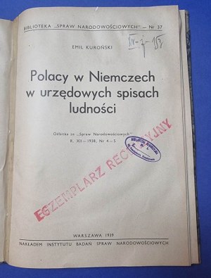 Polacy w Niemczech w urzędowych spisach ludności 1939 Emil Kuroński