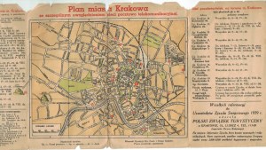 KRAKÓW Pianta della città di Cracovia per i partecipanti al congresso dell'agosto 1939
