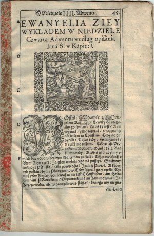 1581 Postilla ortodossa, Bialobrzeski - Lettura del Vangelo, DUE xilografie