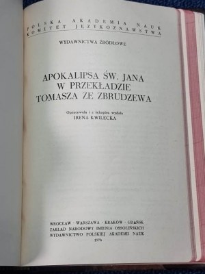 Tomáš Plešatý ze Zbrudzeva - Překlady Bible - Mamotrept z Gniezna - Apokalypsa - Postní perikopy