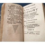 1780 O rzeczach do wiary należących rozmowy theologa, z wiary przeciwnikami, 3 tomy