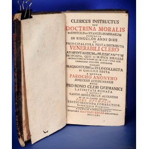1761 Clericus Instructus seu Doctrina Moralis ex Epistolis et Evangeliis