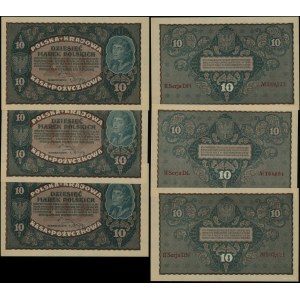 Poland, set: 3 x 10 Polish marks, 23.08.1919