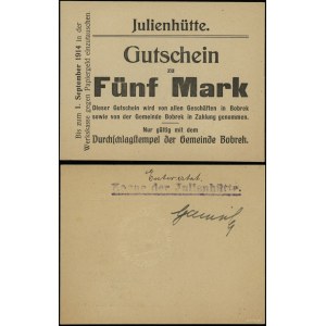 Schlesien, 5 Mark, gültig bis 1.09.1914