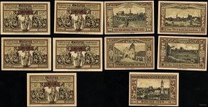 Silesia, set: 25, 50, 75 fenigs and 1 and 2 marks, 1922