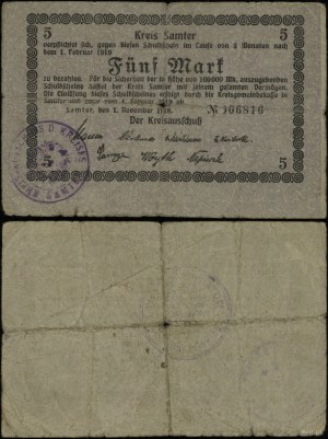 Wielkopolska, bon na 5 marek, ważny od 1.11.1918 do 1.02.1919