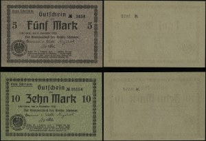 Großpolen, Satz von Gutscheinen: 5 und 10 Mark, gültig vom 4.11.1918 bis 1.02.1919